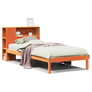 vidaXL Letto Libreria senza Materasso Marrone Cera 100x200 cm in Pino