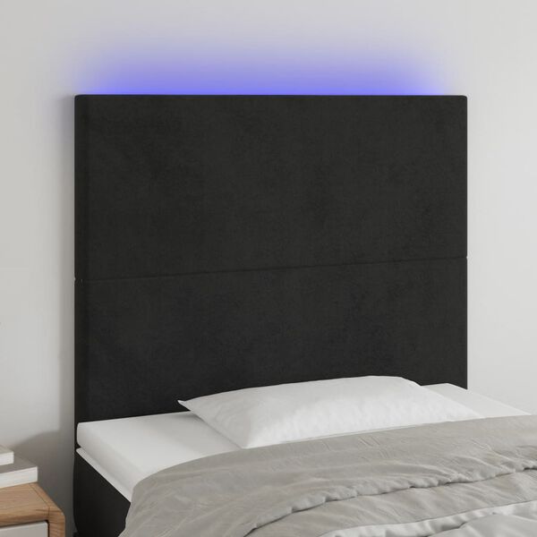 vidaXL Testiera a LED nero 90x5x118/128 cm in Velluto