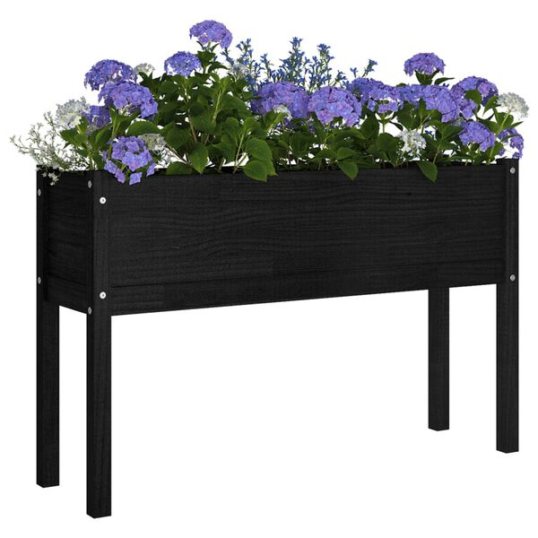vidaXL Fioriera da Giardino Nera 110x31x70 cm Legno Massello di Pino