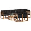 vidaXL Set di divani da esterno con cuscino 9 pcs Naturale e Nero