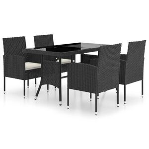 vidaXL Set Mobili da Pranzo per Giardino 5 pz in Polyrattan Nero