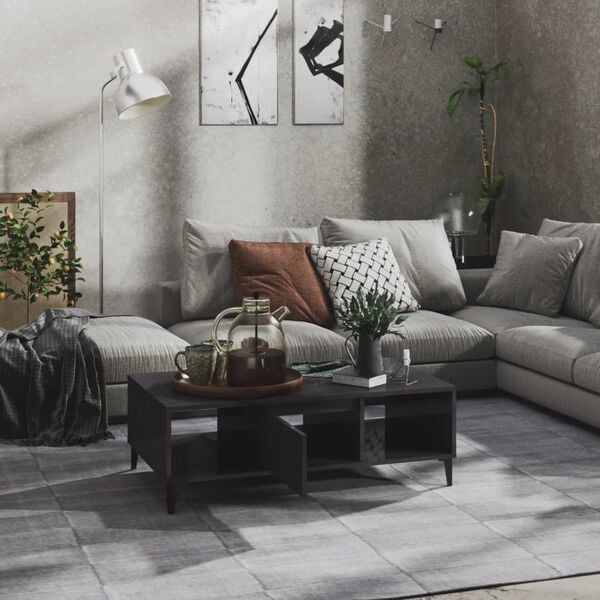 vidaXL Tavolino Salotto Grigio Lucido 103,5x60x35cm Legno Multistrato