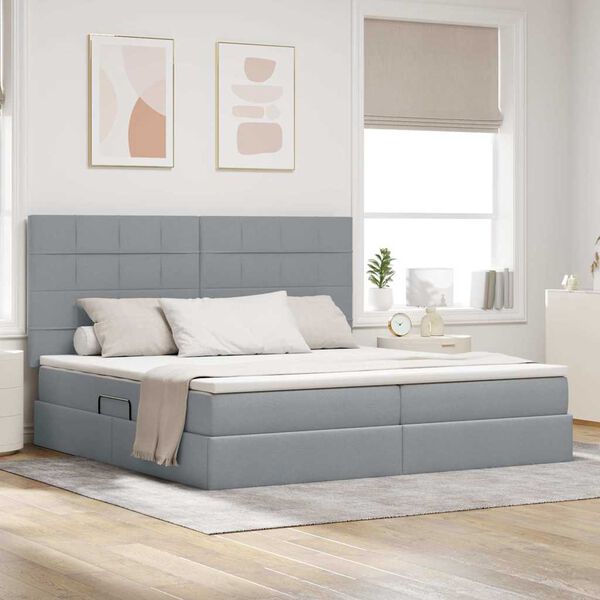 vidaXL Letto con contenitore e materasso Grigio chiaro 200 x 200 cm