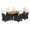 vidaXL Set da Pranzo da Giardino 7 pz Nero con Cuscini in Polyrattan