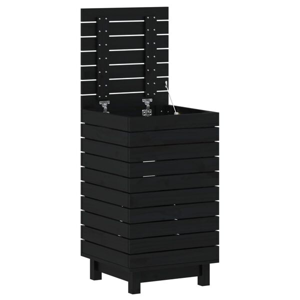 vidaXL Cesto per Bucato Nero 44x44x76 cm Legno Massello Pino