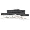 vidaXL Set Divani Giardino 5pz con Cuscini Bianco Legno Massello Pino