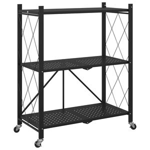 vidaXL Scaffale portaoggetti con ruote nero 71x34x88 cm in acciaio
