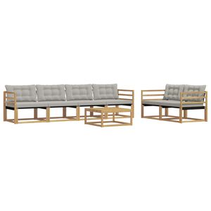 vidaXL Set di divani da esterno 7 pz Bianco e Grigio Chiaro