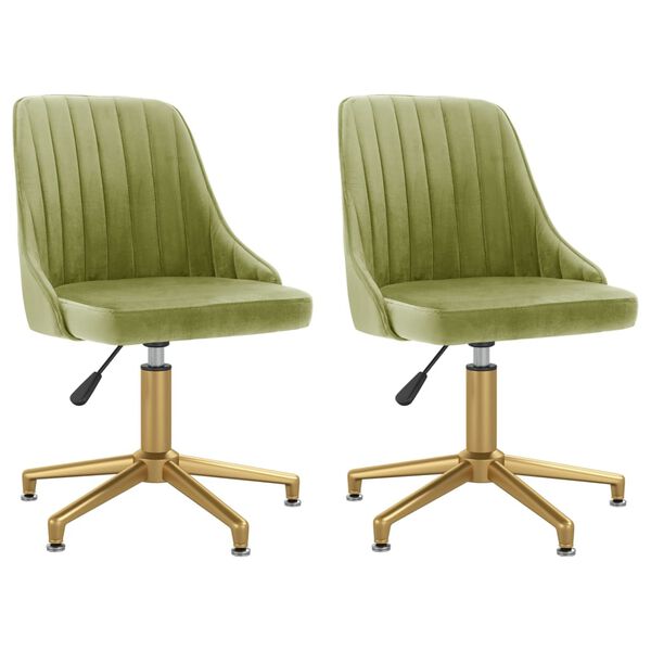 vidaXL Sedie da Pranzo Girevoli 2 pz Verde Chiaro in Velluto