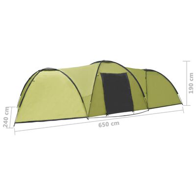 vidaXL Tenda Igloo da Campeggio 650x240x190 cm per 8 Persone Verde