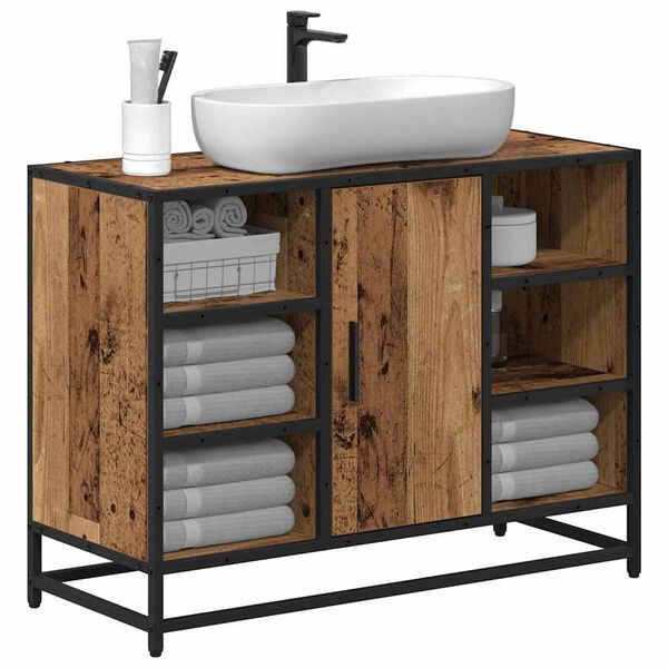 vidaXL Mobile da Bagno Legno vecchio 80 x 33 x 60 cm Legno multistrato