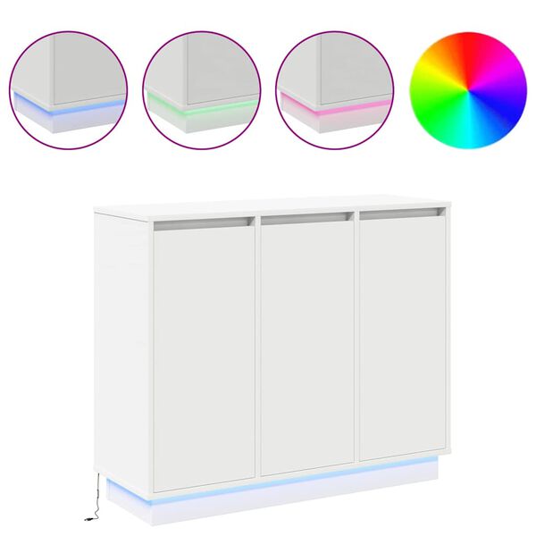 vidaXL Madia LED con porta Bianco 90 x 32 x 75 cm Legno multistrato