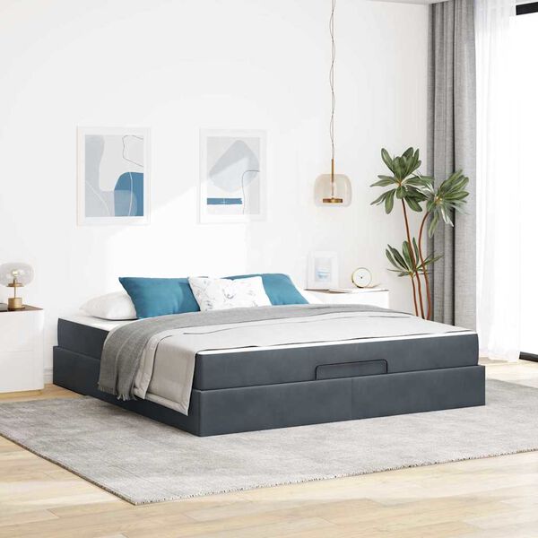 vidaXL Struttura letto con materasso 2 pcs Grigio Sfumato Velluto