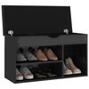 vidaXL Panca Porta Scarpe Cuscino Nero Lucido 80x30x47cm Multistrato