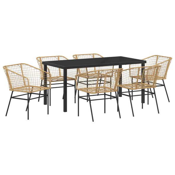 vidaXL Set da Pranzo per Giardino 7 pcs Marrone polyrattan