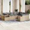 vidaXL Set Divano da Giardino 10 pz con Cuscini Beige in Polyrattan