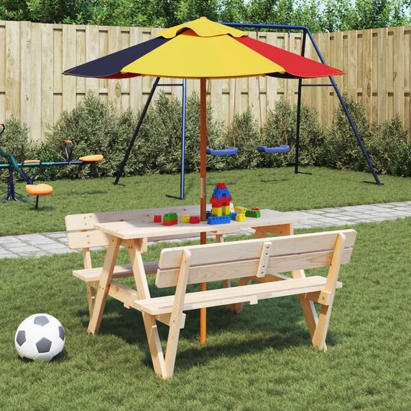 vidaXL Ombrellone da Giardino per Bambini con Palo in Legno &Oslash;120x140cm