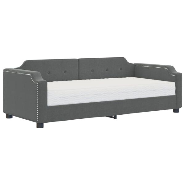 vidaXL Divano Letto con Materasso Grigio Scuro 90x200 cm in Tessuto