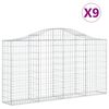 vidaXL Cesti Gabbioni ad Arco 9 pz 200x30x100/120 cm Ferro Zincato