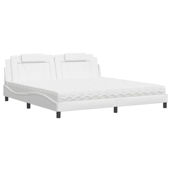 vidaXL Letto Viana con Materasso Bianco 200x200cm in Similpelle