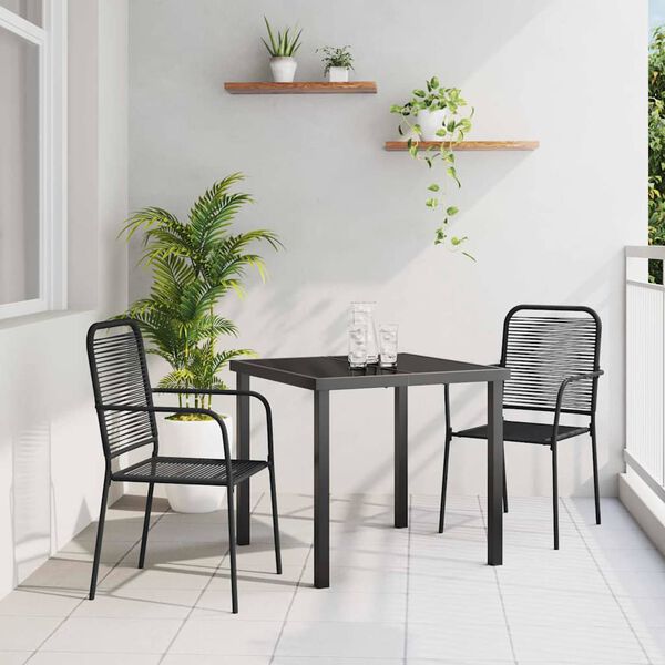 vidaXL Set da Pranzo per Giardino 3 pcs Nero