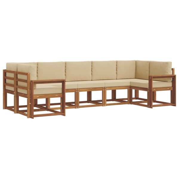vidaXL Set di divani da esterno con cuscino 7 pcs Naturale e Beige