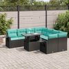 vidaXL Set Divani Giardino 9 pz con Cuscini Nero Polyrattan Acacia