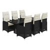 vidaXL Set da Bistr&ograve; da Giardino 7 pz con Cuscini Nero in Polyrattan