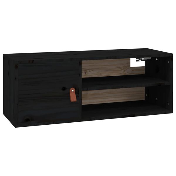 vidaXL Pensile Nero 80x30x30 cm in Legno Massello di Pino