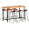 vidaXL Set da Bar 7 pz in Legno Massello di Acacia e Vera Pelle