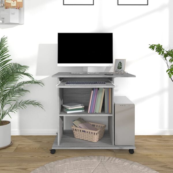 vidaXL Scrivania Computer Grigio Sonoma 80x50x75 cm Legno Multistrato