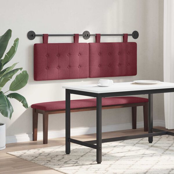 vidaXL Testata appesa Rosso Vino 130 x 55 x 5 cm Tessuto