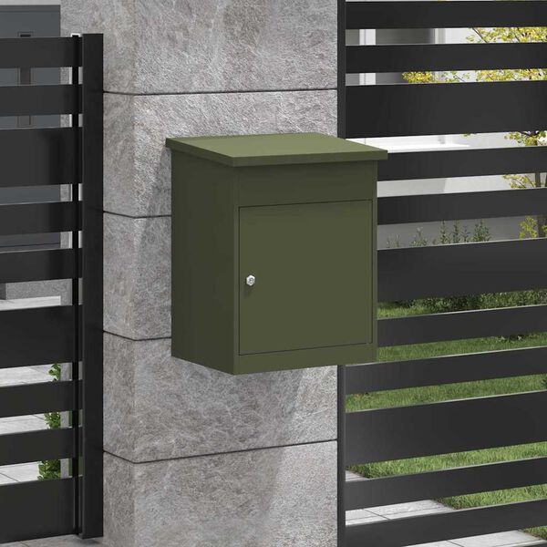 vidaXL Cassetta per pacchi Oliver verde 47.5 x 38 x 59 cm Acciaio