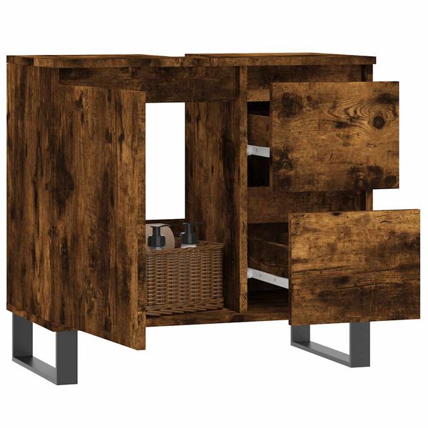 vidaXL Armadietto Bagno Rovere Fumo 65x33x60 cm in Legno Multistrato