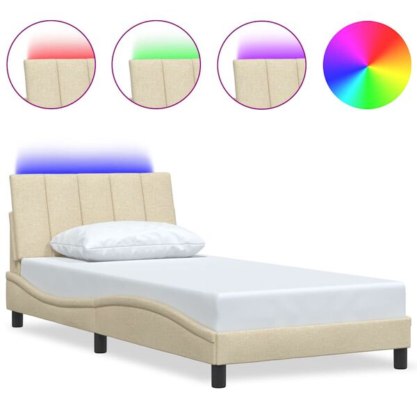 vidaXL Giroletto senza Materasso Hanko Crema 100x200 cm in Tessuto