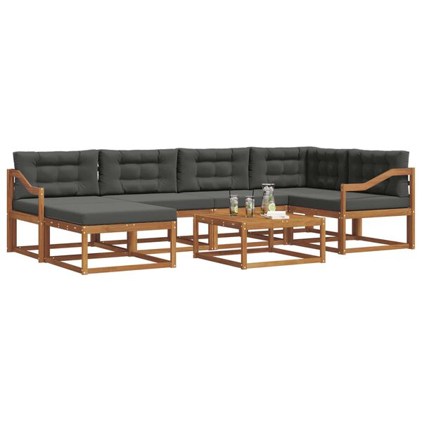 vidaXL Set di divani da esterno con cuscino 7 pcs Naturale e Antracite