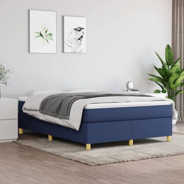 vidaXL Struttura Letto a Rete a Molle Blu 140x190 cm in Tessuto
