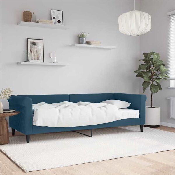 vidaXL Divano Letto con Materasso Blu 80x200 cm in Velluto