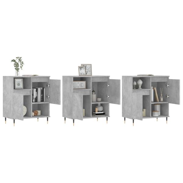 vidaXL Credenze 3 pz Grigio Cemento in Legno Multistrato