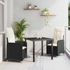 vidaXL Set da Pranzo per Giardino con cuscino 3 pcs Nero Poly Rattan