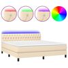 vidaXL Letto a Molle con Materasso e LED Crema 160x200 cm in Tessuto