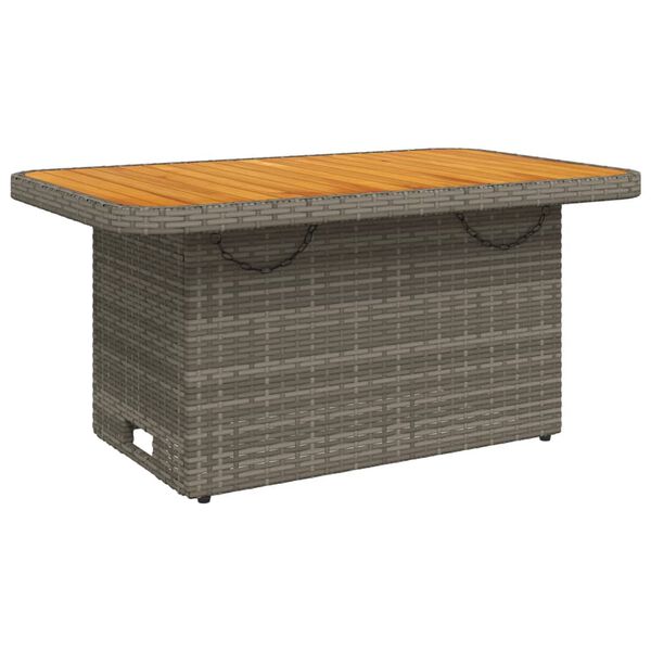 vidaXL Tavolo Giardino Grigio 90x55x71 cm in Polyrattan e Legno Acacia