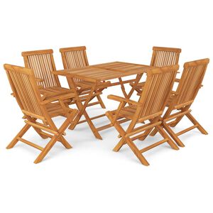 vidaXL Set da Pranzo da Giardino 7 pz in Legno Massello di Teak