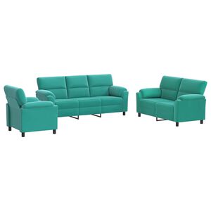 vidaXL Set di divani 3 pcs Turchese Velluto