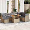 vidaXL Set Divano da Giardino 9 pz con Cuscini Beige Polyrattan Acacia