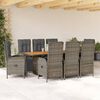 vidaXL Set da Pranzo da Giardino 9 pz con Cuscini in Polyrattan Grigio
