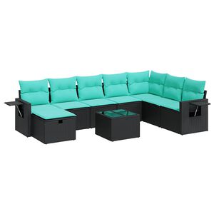vidaXL Set Divani da Giardino con Cuscini 8 pz Nero in Polyrattan