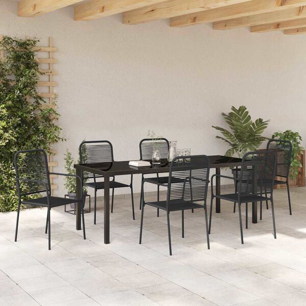 vidaXL Set da Pranzo per Giardino 7 pcs Nero