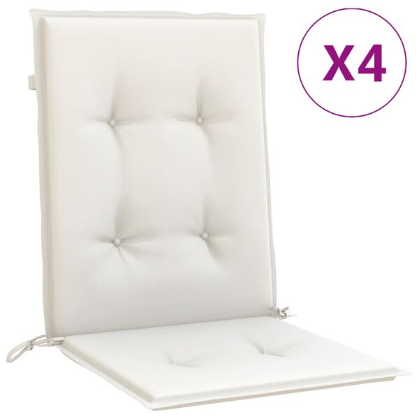 vidaXL Cuscini Sedia Schiena Bassa 4 pz Crema Mélange 100x50x4 Tessuto