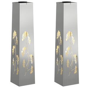 vidaXL Faro LED solare per sentieri 2 pz Bianco caldo 18 x 18 x 80 cm